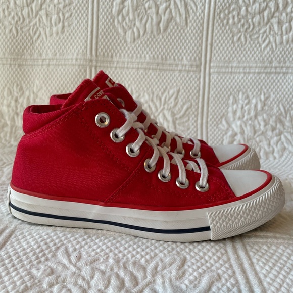 ❤️Converse❤️Chuck Taylor All Star Madison Mid-Top Sneakers Red White Valentines - Picture 5 of 11